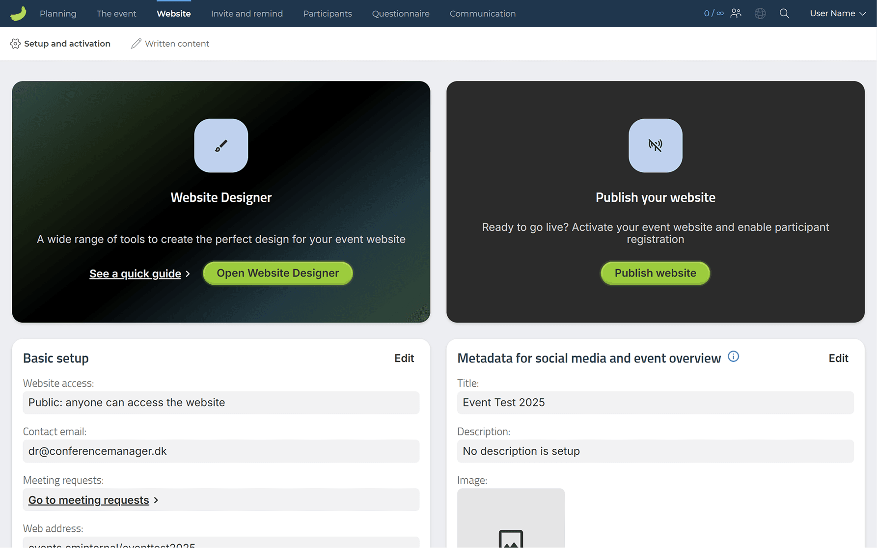 Conference Manager — Event and webinar management